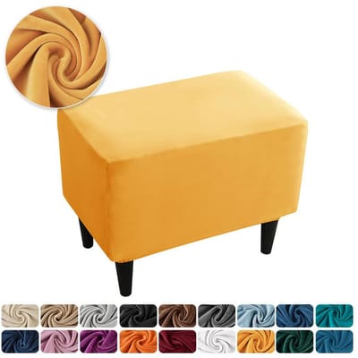 Voetenbankhoes Elastisch Zilvervos Velours Tijger Krukhoes Bijpassende Voetenbankhoes Stofdichte Hoes 55*35*20CM goud