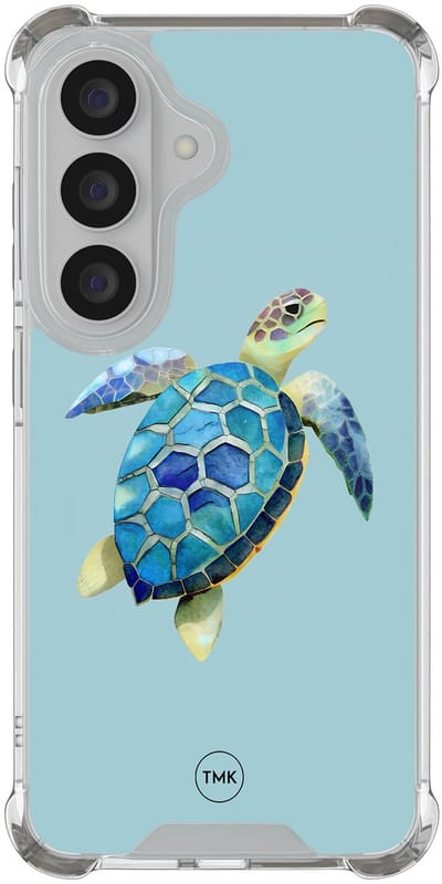 Shockproof hoesje geschikt voor Samsung Galaxy S26 - Schildpad - Schokbestendig - Verhoogde randen - TPU case - Extra Sterke Back Cover - Print - Transparant, Blauw