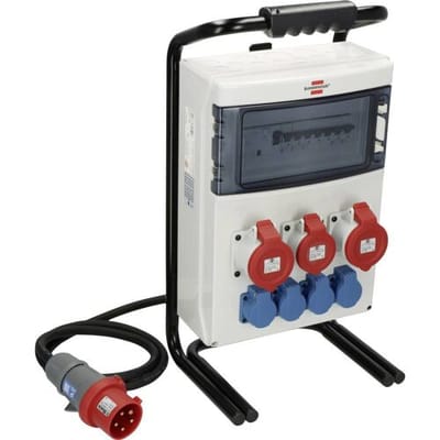Brennenstuhl draagbare stroomverdeler / verdeelblok (2x32A + 1x16A CEE contactdozen, 2m kabel, voor gebruik op de bouwplaats en permanent gebruik buiten, met FI-stekker)