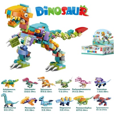 12 en 1 Mini Insectes Animaux Blocs d'Assemblage Scorpion Dinosaure Figure Transformation Micro Briques Ensemble Jouets Éducatifs Pour Enfants Cadeau W145758WW-