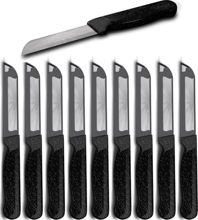 Solingen Schilmesje Robuust Handvat – RVS Glad – 18,5 cm met Blade Cover – Zwart Glitter – 10 stuks