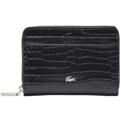 LACOSTE Leren portemonnee Zip Coin Wallet Noir zwart