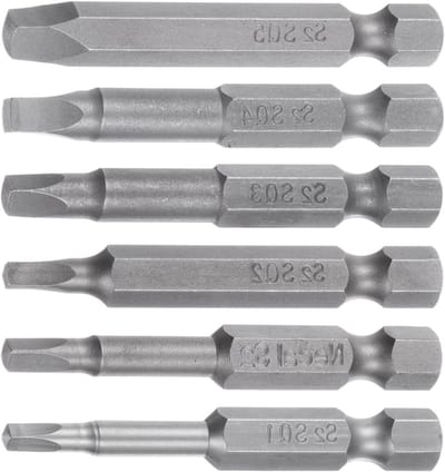 Set van 6 Vierkante Schroevendraaier Bits met 1/4" Hex Shank - Magnetische S2 Stalen Bits voor Elektrische Schroevendraaiers