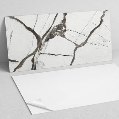 Coloray Wandpanelen Zelfklevend - Marmerpatroon met aderen PVC Wandpaneel - 100 cm x 50 cm - Wit Wandbekleding Zelfklevend - 1 stuk - Texturen Wandpanelen Zelfklevend - Keuken Wandpanelen - Wandpanelen Badkamer