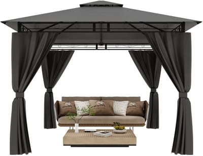 Damenzo - Prieel - Paviljoen - Tuin paviljoen 3x3m - Tuinhuis - Tuin - Pergola - Paviljoen weersbestendig - Paviljoenen - Grijs