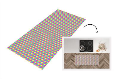 Keukenloper - Loper keuken - Hexagon - Regenboog - Patroon - 120x50 cm - Keukenloper vinyl