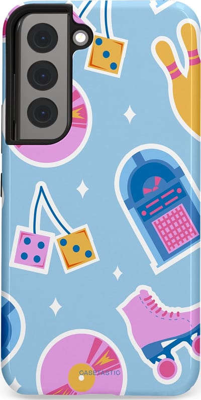 Casetastic Hoesje Geschikt voor Samsung S22 - Stijlvolle Beschermende Duo-layer Case - Flashback vibes