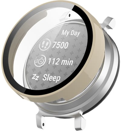 Watch case screenprotector - hoesje - gehard glas - geschikt voor Garmin Lily 2 - beige
