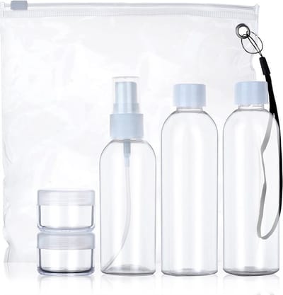 Reisflesjes voor Vliegtuig met Toilettas 5 delig - Reisflessen - Reiscontainers - Toiletartikelen - Reisflacons - Flessen voor Shampoo - Crème Conditioner - Spoeling - Cosmetica