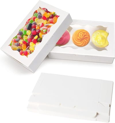 Dailygoods- Koekjesdoosjes 20 stuks - Taartdoos met Kijkvenster - Kraftpapier - Snackbox - Duurzaam - 17,8 x 11 x 3,9 cm