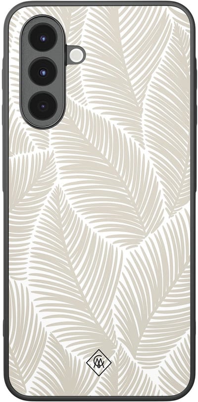 Casimoda® hoesje - Geschikt voor Samsung Galaxy A16 - Palmy Leaves Beige - Zwart TPU Backcover - Natuur - Bruin/beige