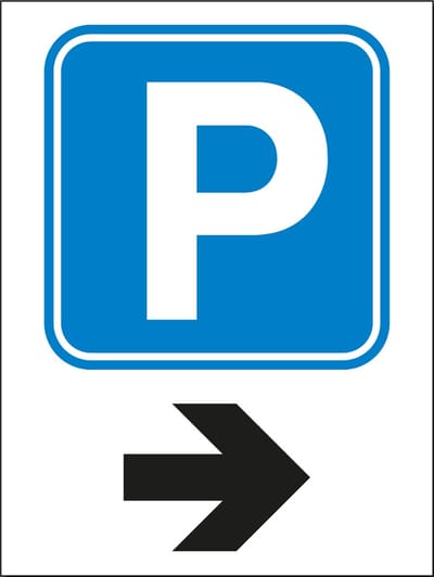 Parkeren rechtsaf bord - Aluminium - 30 x 40 cm - Weerbestendig