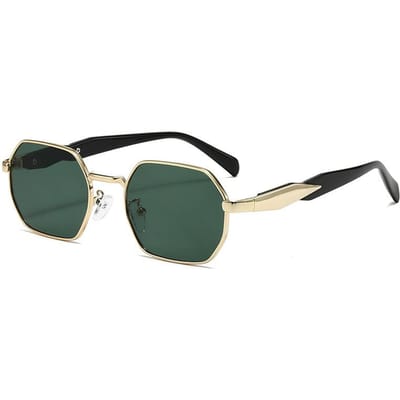 Polygoon Frame Zonnebril voor Mannen Vrouwen UV400 Bescherming Luxe Designer Metaal Bril Mode Rechthoekig Zonneklep
