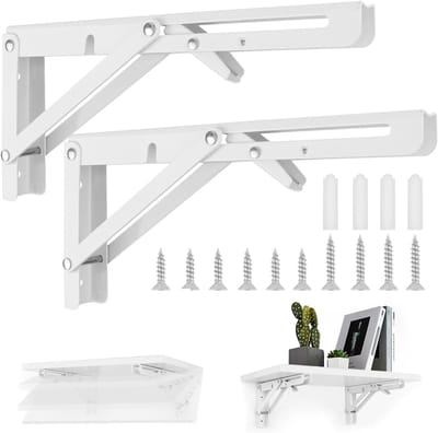 Vouwbare Console Steun voor Zware Lasten, 35 kg, Roestvrij Staal, Ideaal voor Wandplanken en Tafels, 25 x 11,5 cm