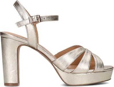 Manfield - Dames - Gouden leren sandalen met hak - Maat 41