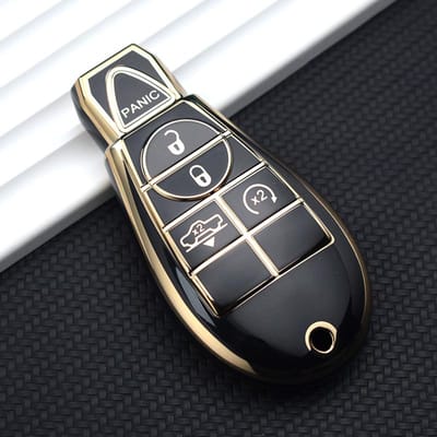 Étui Clé TPU pour Chrysler Town & Country Grand Voyager Couvercle de Clé pour Dodge Dart Grand Caravan Pour Jeep Grand Cherokee Bouchon gray