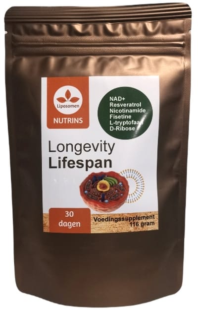 Nutrins Longevity Lifespan – Liposomaal NAD+ & Resveratrol – Nicotinamide B3, Fisetine & D-Ribose – 116 gram
