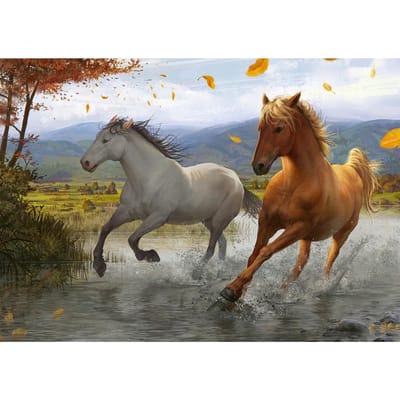 Broderie Diamant Carré / Rond  Cheval au Galop  5D DIY Peinture Diamant Point de Croix Mosaïque Diamant Décoration Full Round (20X30CM)
