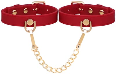 Smart Moves - Smalle Siliconen Handboeien met Gouden Ketting - Rood