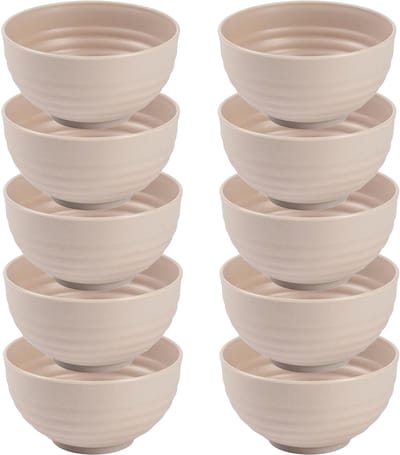 Plasticforte Kommetjes - 10x - schaaltjes - Dessert en ontbijt - Kunststof - D13 cm - Beige