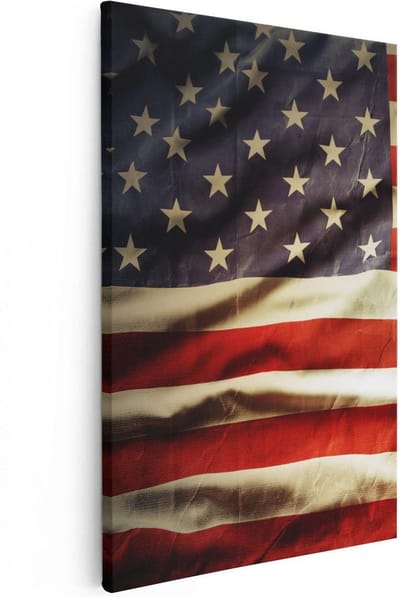 Artaza Canvas Schilderij Amerika - 20x30 cm - Klein - Wanddecoratie Vlag - Muurdecoratie Woonkamer - Kamer Accessoires