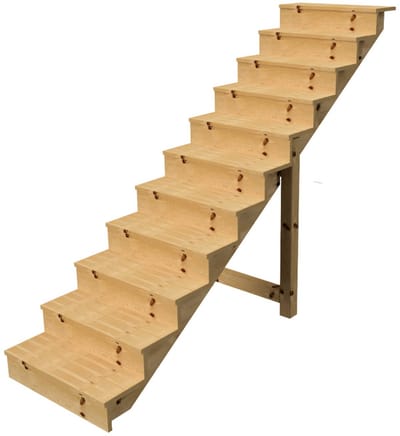 BERLIN Houten Buitentrap - 11 Gesloten Treden 190 cm Hoog - 80 cm Breed