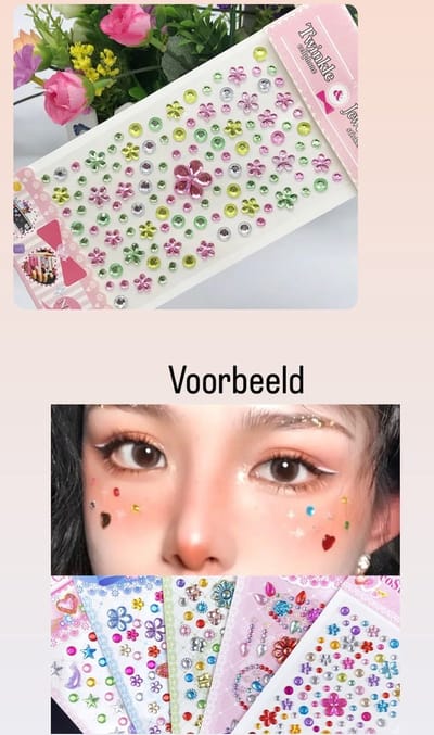 Akyol - Gezichtsjuwelen – gezichtsteentjes - gezicht glitters– diamantjes – carnaval- plak diamantjes- diamantjes voor gezicht - bohemian feest - bohemian – festival – gezichtsdecoratie – feest – decoratie - sticker - stickervel -glitters gezicht