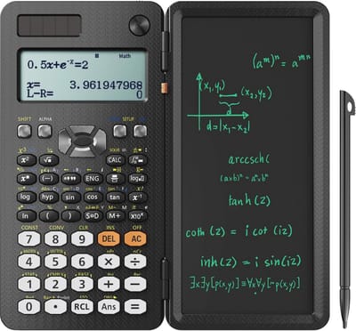 Rekenmachine Schrijfblok - Functionele Rekenmachine - Studeren en Werken - 417 Functies Inclusief - 6.5 Inch Scherm - Zwart