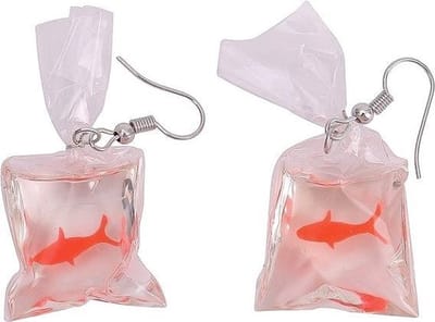 Fako Bijoux® - Oorbellen - Goudvis In Een Zakje - Oranje