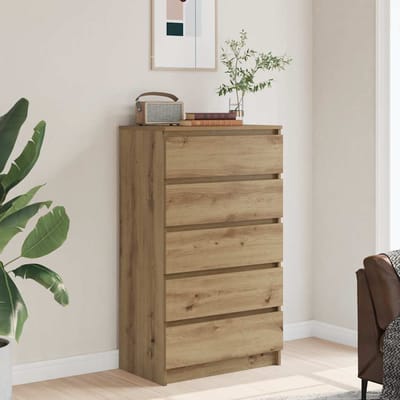 vidaXL - Ladekast - 60x36x103 - cm - bewerkt - hout - artisanaal - eikenkleur