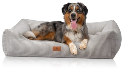 Knuffelwuff hondenbed van ribfluweel met handgeweven uiterlijk Olivia M-L 85 x 63cm
