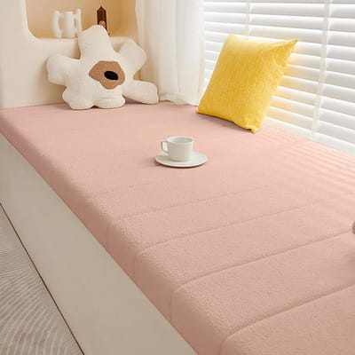 Bankkussen Buiten - Zitkussen Pluche - Comfortabel Zitten - Waterdichte Hoes - 160 x 45 cm - Lichtroze