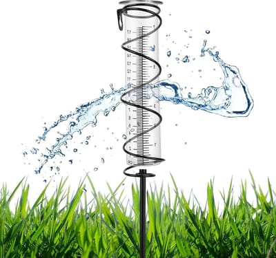 Regenmeter 17-cm tuin vorstbestendig outdoor glas neerslagmeter metalen stop grondpen decoratief binnenplaats dek landschap