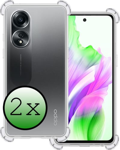 Hoesje 2 Stuks - Geschikt voor OPPO A58 - Sterk & Shockproof - Siliconen Case - Back Cover - Telefoon Hoes Shock Proof - Transparant