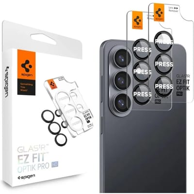 Spigen Camera Lens Protector Geschikt voor Samsung Galaxy S26 Plus - Glas.tR EZ Fit Optik Pro - 9H Tempered Glass - Gemakkelijke Installatie - Zwart 2-Pack