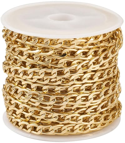 aladdien - Gouden Aluminium Curb Ketting - Sieraden Maken - 4mm Breed - Ongebleven Links - Kralen - Accessoires - Geschikt voor DIY - Ketting