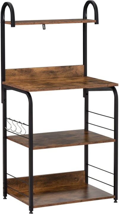 HOMCOM Keukenopbergplank - Spaanplaat, Staal - 60x40x125cm - Bruin