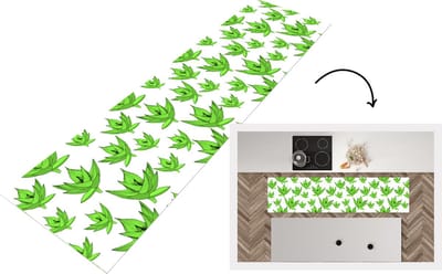 Keukenloper - Loper keuken - Aloë Vera - Patronen - Planten - 200x50 cm - Keukenloper vinyl