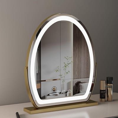 Make-up Spiegel - Verlichte Spiegel - Dagelijkse Verlichting - Drie Kleurtemperaturen - 50x58cm - Goud