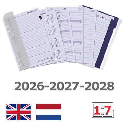 Kalpa 6307-26-27-28 210 x 144 mm A5 Agendaplanner-invoegingen 1 Week per 2 Paginas EN NL 2026 2027 2028