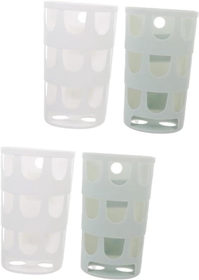 Hooivoederbakjes - Voerdispenser - Kleine dieren - Vermindert verspilling - 4 stuks - Wit blauw