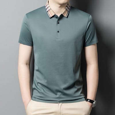 Zomer Nieuw Poloshirt Heren T-shirt Heren Casual Mode Zakelijk Revers Korte Mouw Top XXXL gray