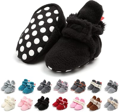 Warme Unisex Babyslofjes met Antislip Zool en Verstelbare Sluiting voor Pasgeborenen