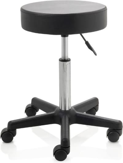 ZenGrowth ergonomische tabouret met middelhoge gasveer zwart - Kapperskruk op zachte wielen - Tabouret - In hoogte verstelbaar