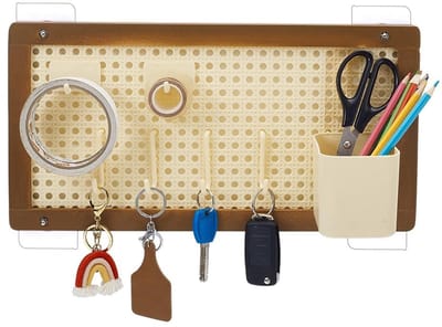 Dailygoods- Pegboard Combinatieset - 5mm Haken - Muur Organizer - Opslag voor Thuis/Kantoor - 15,7x8 Inch - Bamboo Materiaal - Wandorganizer