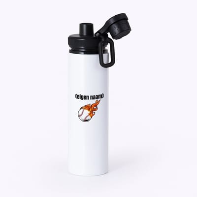 Hacebo® - honkbal vuur met eigen naam waterfles met draaidop zwart - Honkbal - atleten - iemand die houdt van honkbal - verjaardag - cadeau - kado - water fles - 850ML