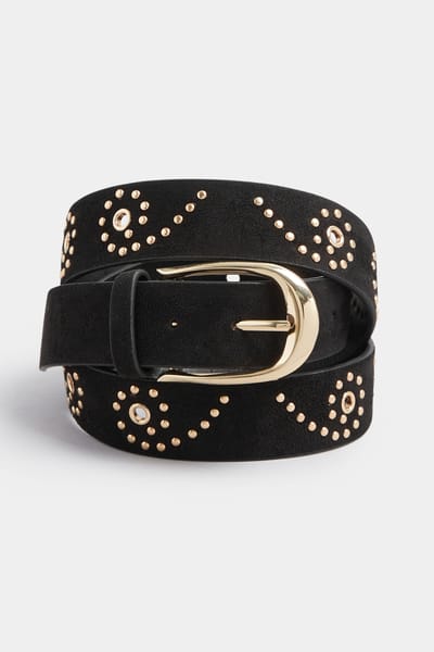 Yours Zwarte Riem Met Studsdetail In Imitatiesuèdesize 42-44
