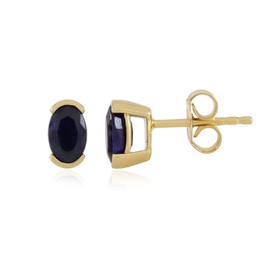 Cavill - Ovaal geslepen Madagaskar blauwe saffier oorbellen - 925 Sterling Zilver Verguld - Luxe en Elegante Sieraden voor Dames - 1,08 ct
