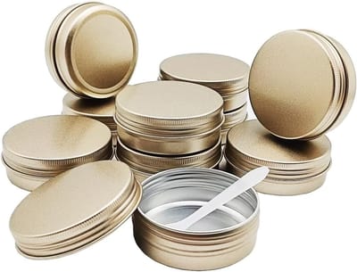 Set van 10 ronde aluminium blikken van 60 ml, ideaal voor opslag van cosmetica, lippenbalsem en kaarsen met schroefdeksel