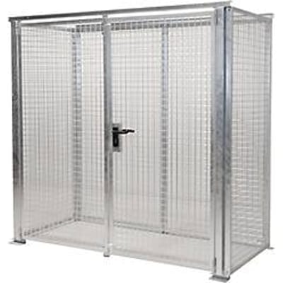 Gasflessencontainer, voor buiten, zonder dak, met dubbele vleugeldeur, thermisch verzinkt, voor 32 flessen